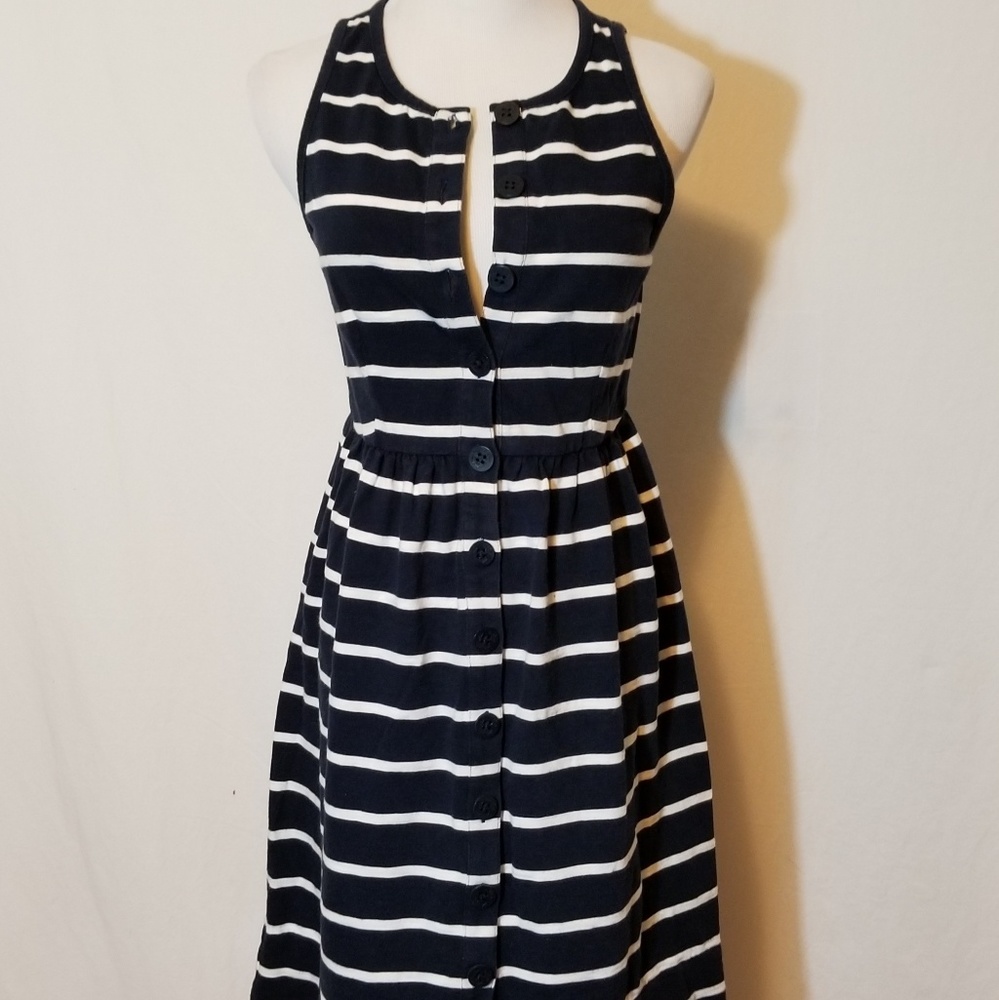J Crew Cotton Blue/White Stripe Dress Sz XS